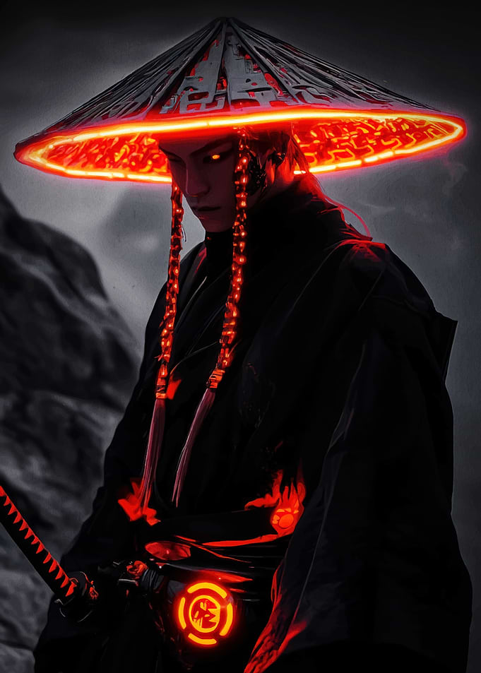 Cyberpunk Samurai Glowing