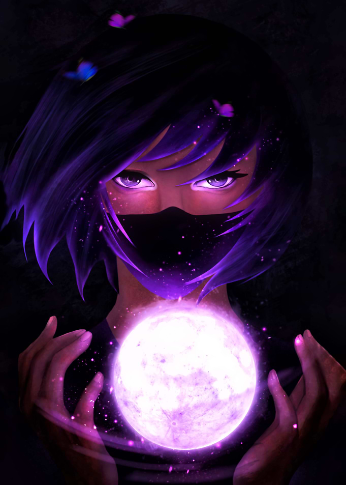 Mystic Girl with Glowing Orb