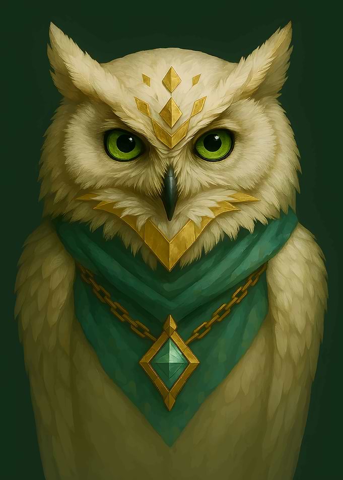 Elegant Owl with Kintsugi Cracks