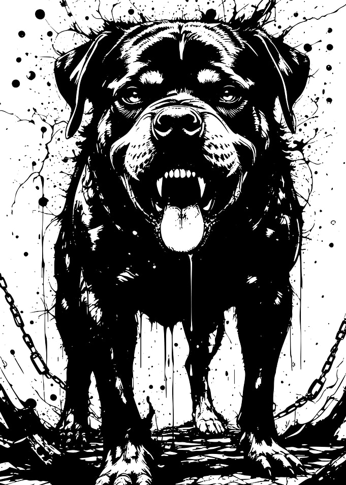 Rottweiler Black and White Illustration