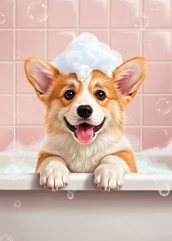 Corgi Puppy Bath Time