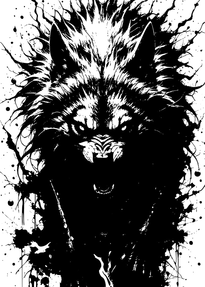 Monochrome Wolf Illustration