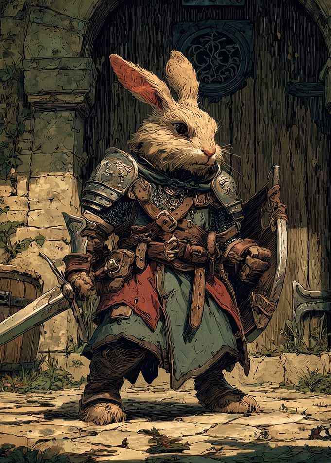 Anthropomorphic Rabbit Knight in Armor