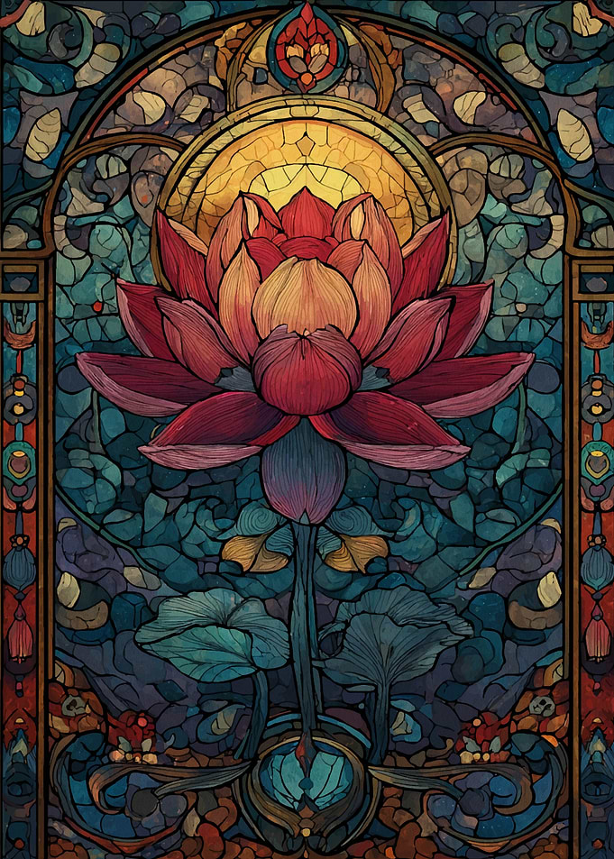 Stained Glass Lotus Flower Art