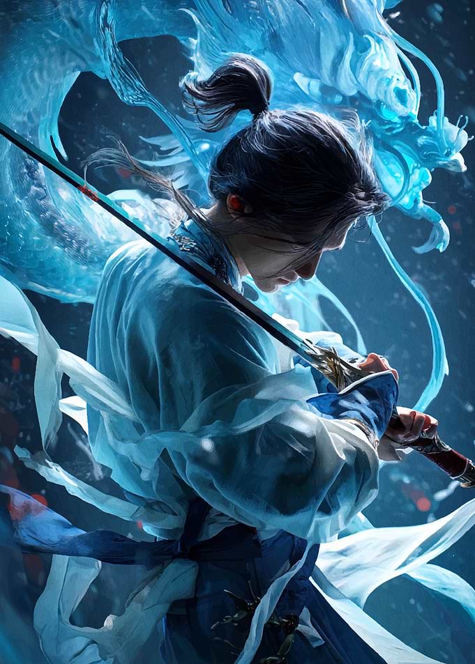 Warrior with Dragon and Sword