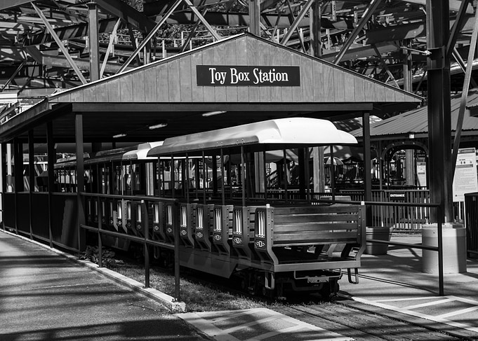 Toy Box Station Train in Black and White