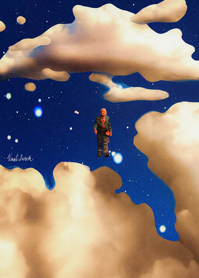 Person in the Clouds Surreal Painting