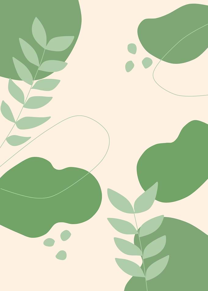 Abstract Green Leaves and Shapes