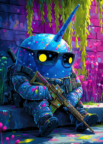 Armed Narwhal Soldier with Sunglasses