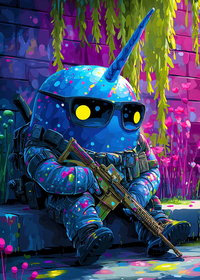 Armed Narwhal Soldier with Sunglasses