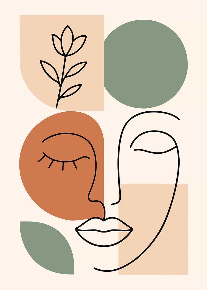 Abstract Face with Geometric Shapes