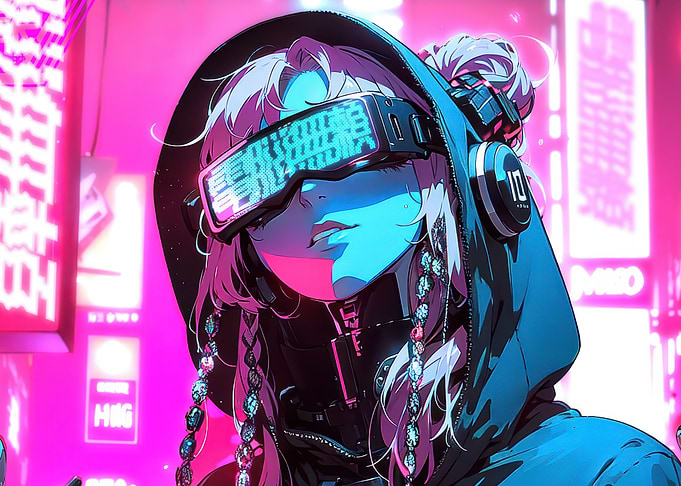 Cyberpunk Girl with VR Headset