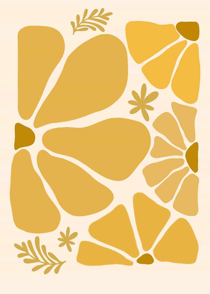 Abstract Floral Art in Yellow Tones