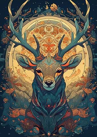 Ornate Deer Portrait