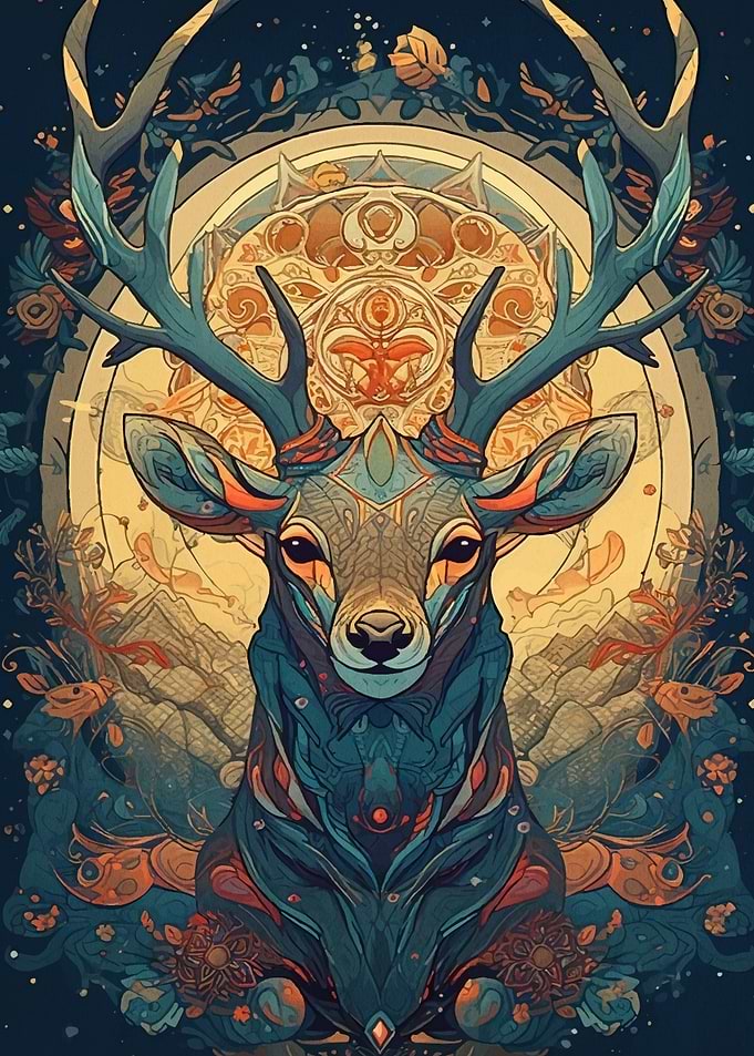 Ornate Deer Portrait