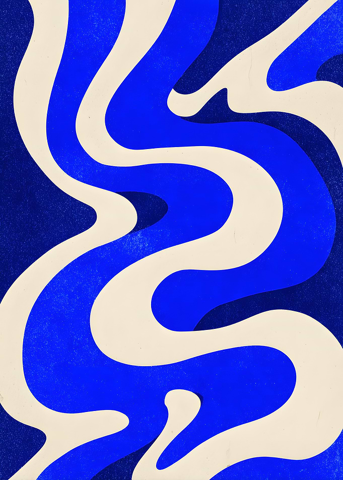Abstract Blue and White Wavy Pattern