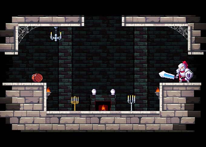 Pixel Art Knight in Castle Interior