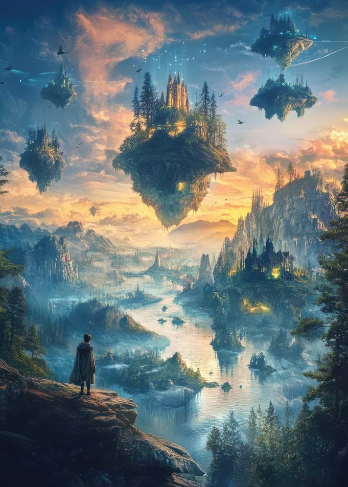 Fantasy Landscape with Floating Islands