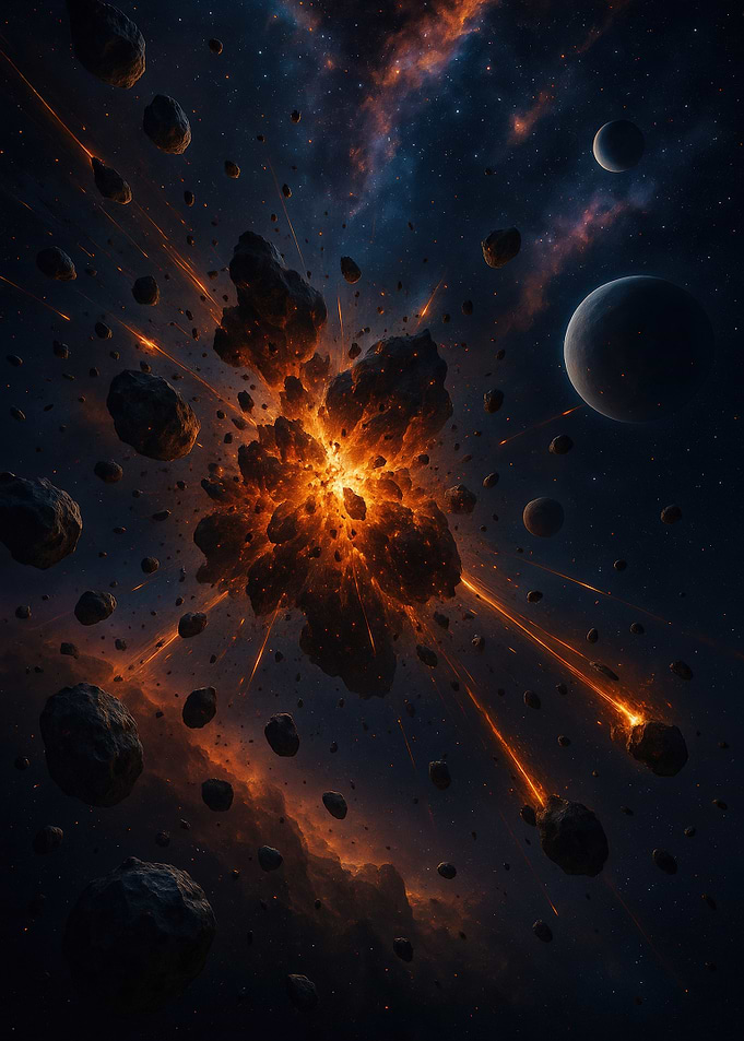 Asteroid Collision in Space