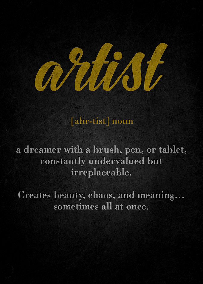 Artist Definition on Black Background