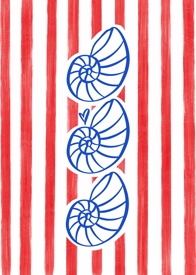 Shells on Red and White Stripes