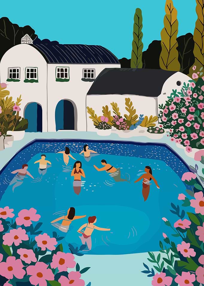 Swimming Pool Party Illustration