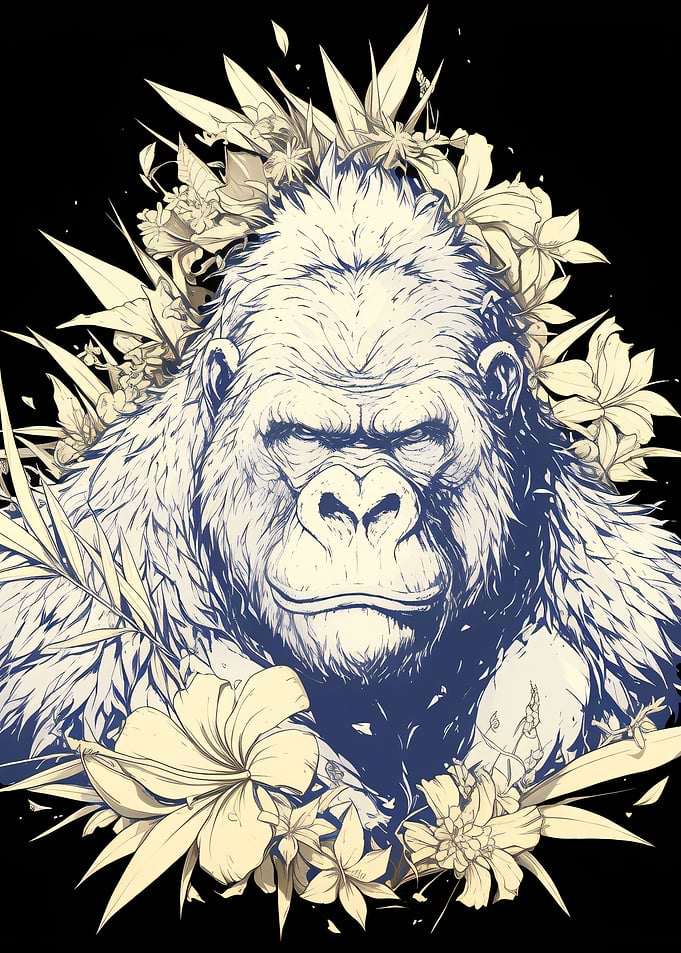 Floral Gorilla Illustration