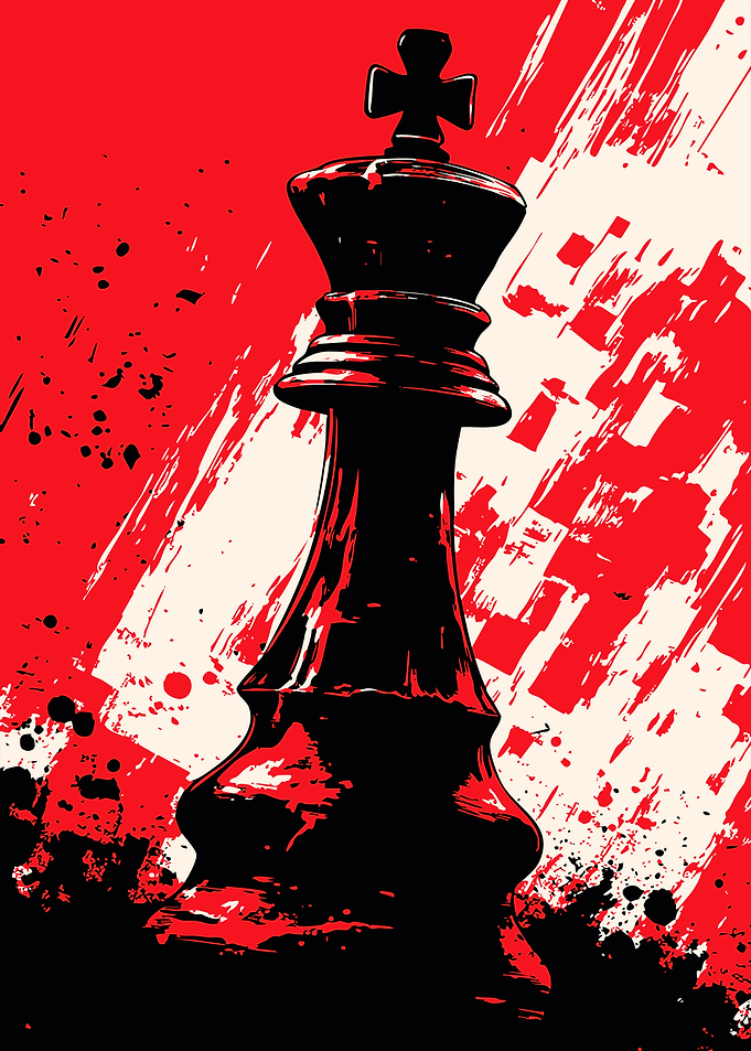 Chess King Piece with Red Background