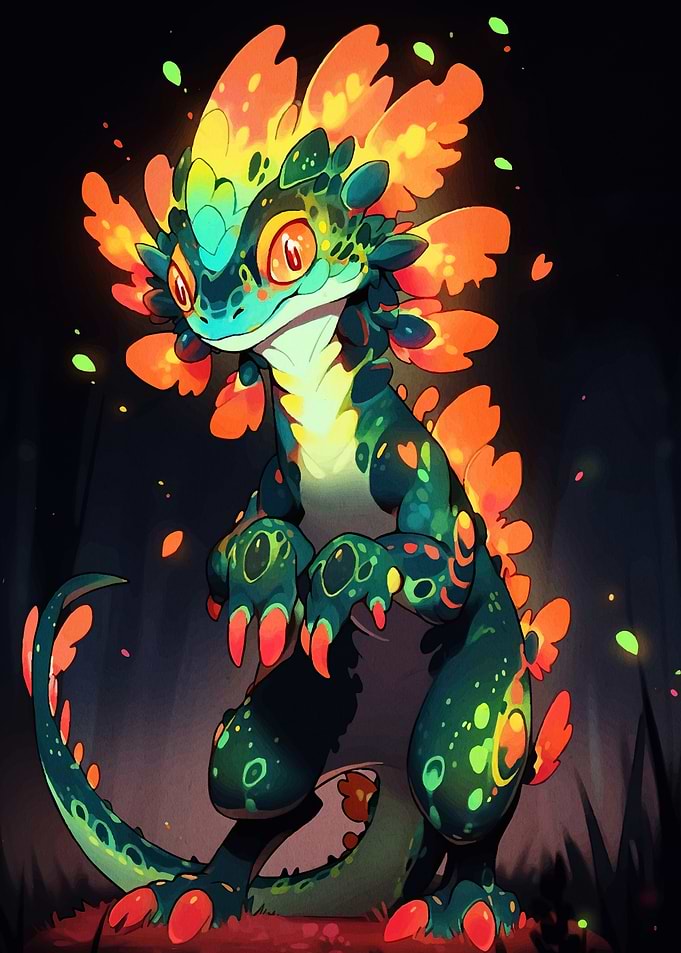 Cute Colorful Fantasy Lizard