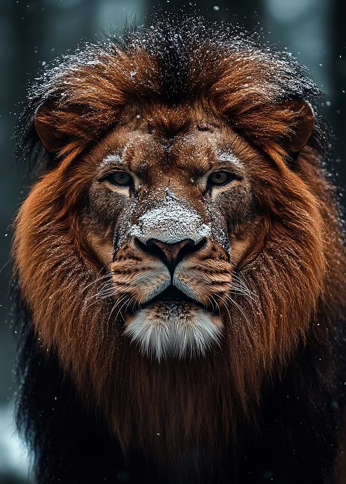 Lion portrait in winter