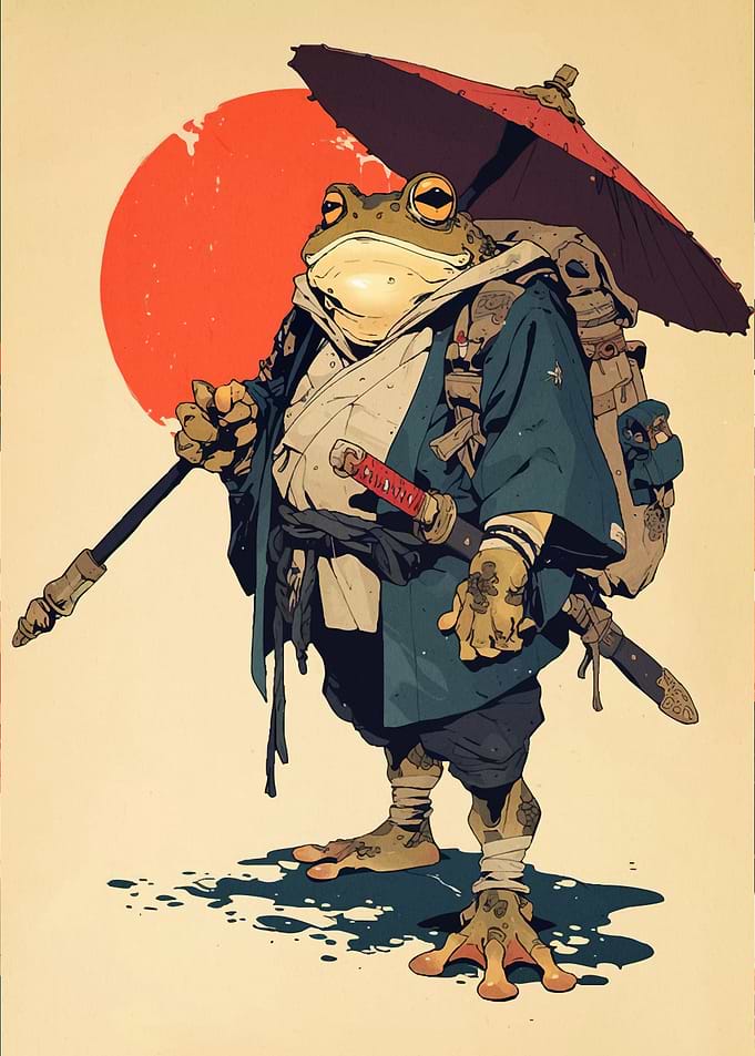 Frog Samurai Umbrella