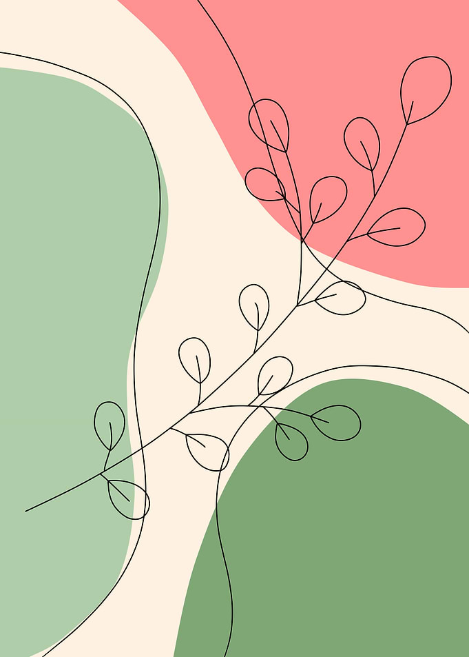 Minimalist Botanical Art with Abstract Shapes