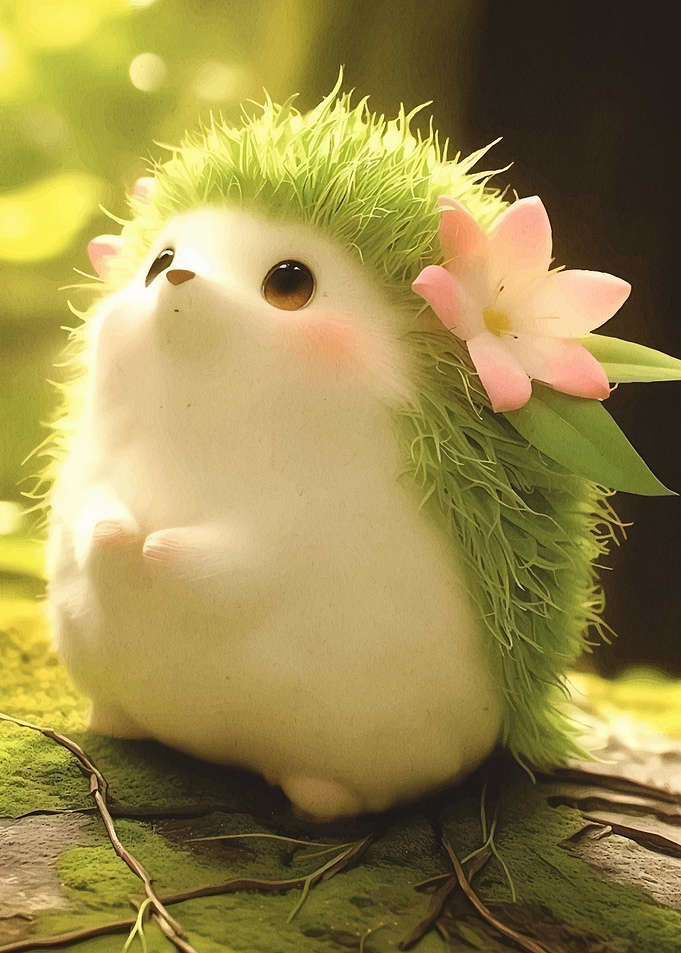 Cute Green Hedgehog Flower