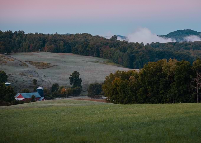 Rural Landscape with Farm at Dawn