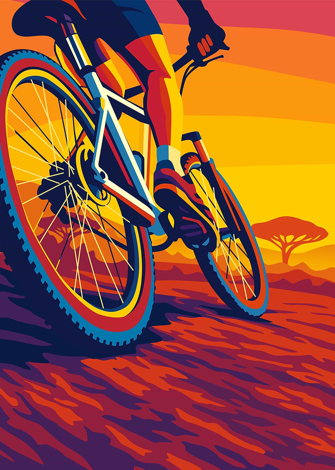 Mountain Biking Adventure Illustraion Vector Art