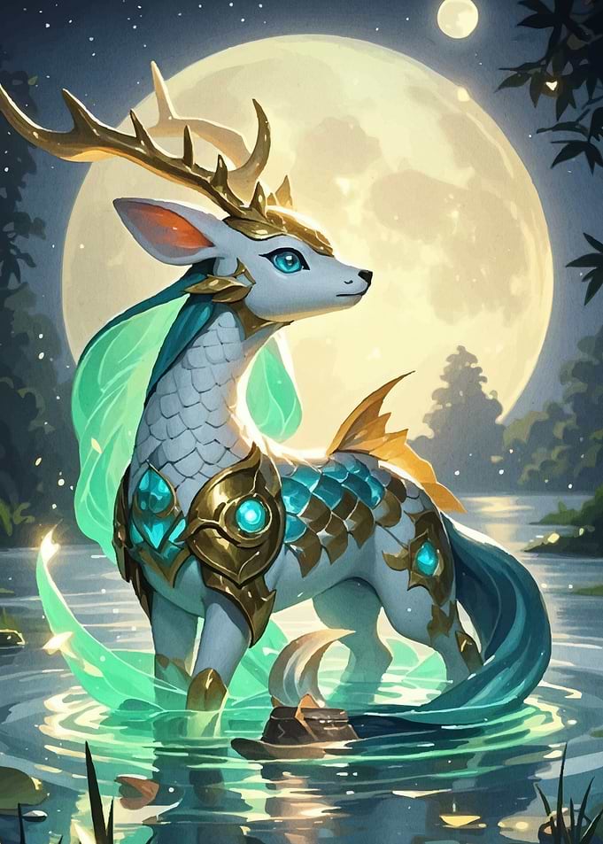 Fantasy Deer Creature Water