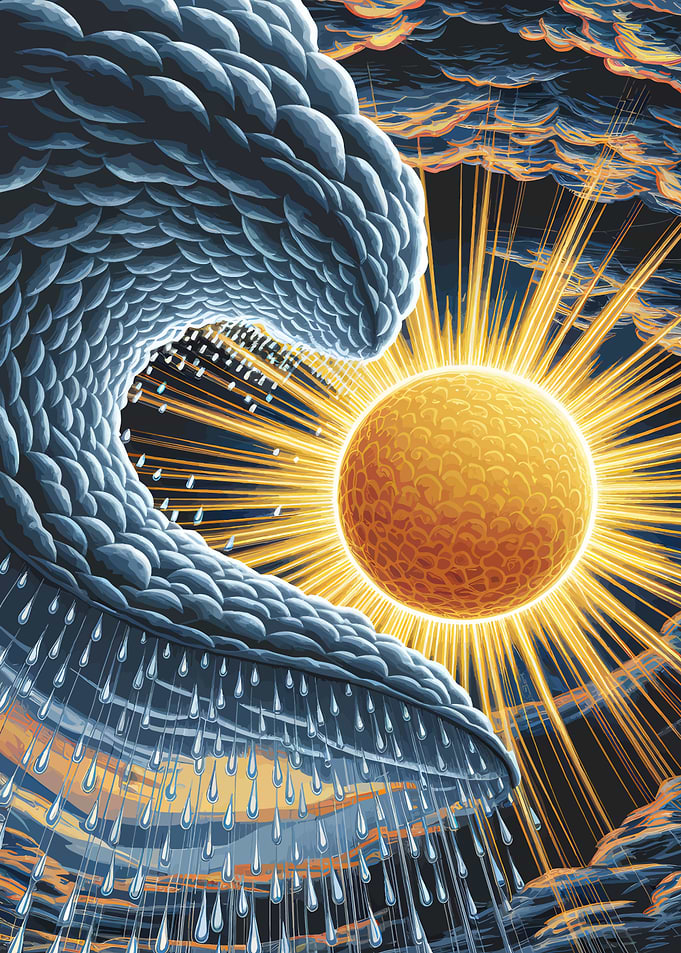 Sun and Rain Cloud Illustration