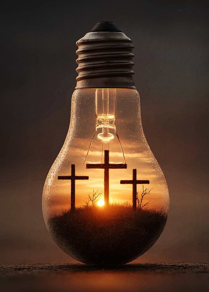 Crosses Lightbulb Sunset