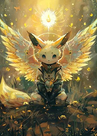Winged Fox Character in Golden Light