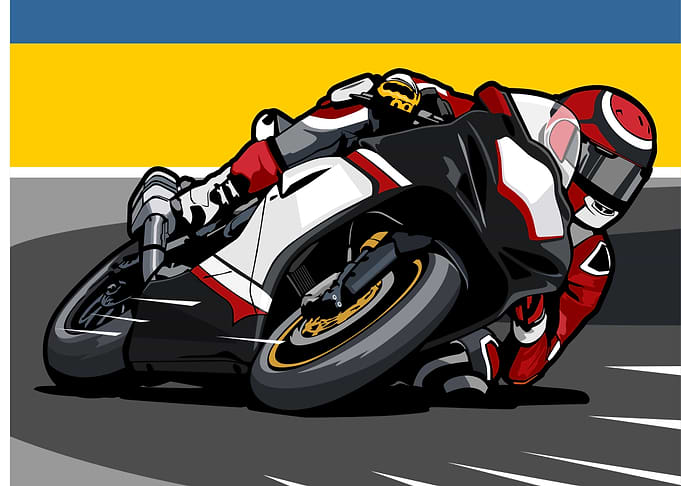 Motorcycle Racer Leaning into Turn