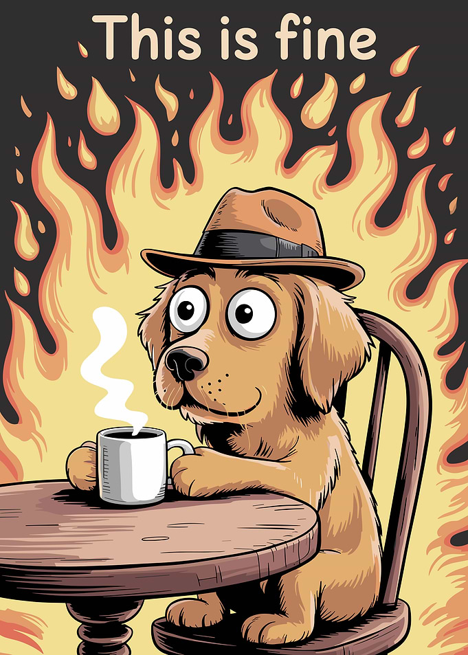 This is fine meme with dog