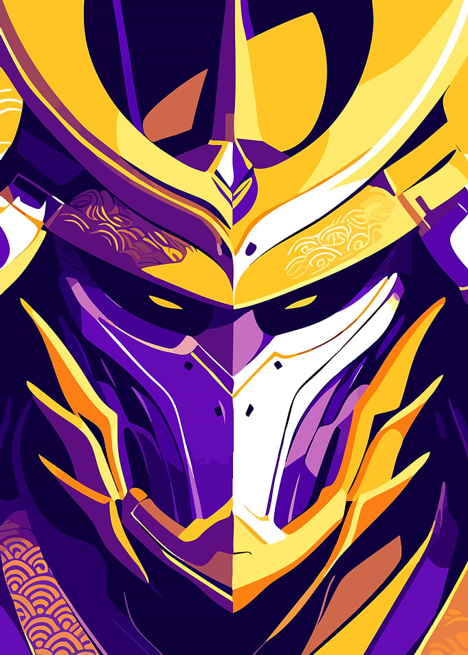 Samurai Warrior Mask Digital Art