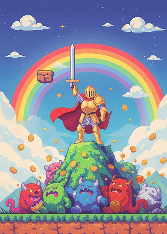 Pixel Art Knight Victory