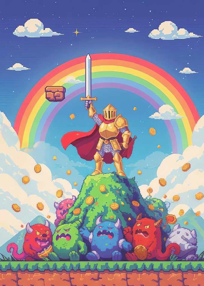 Pixel Art Knight Victory
