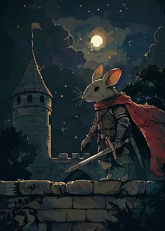 Brave Mouse Knight at Night