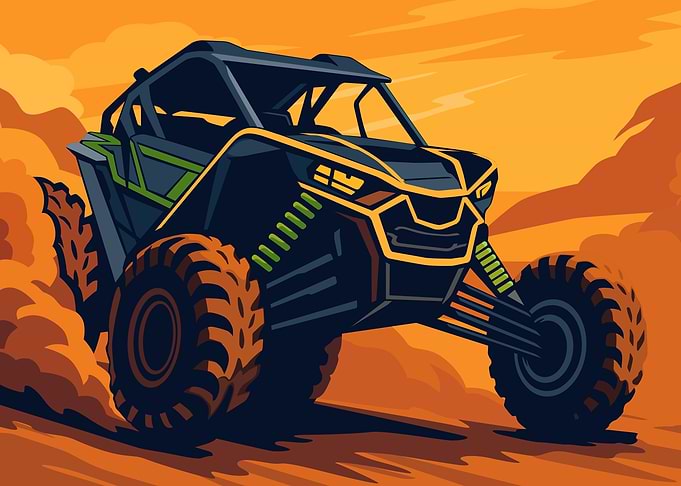 UTV Off-Road Vehicle in Desert Landscape