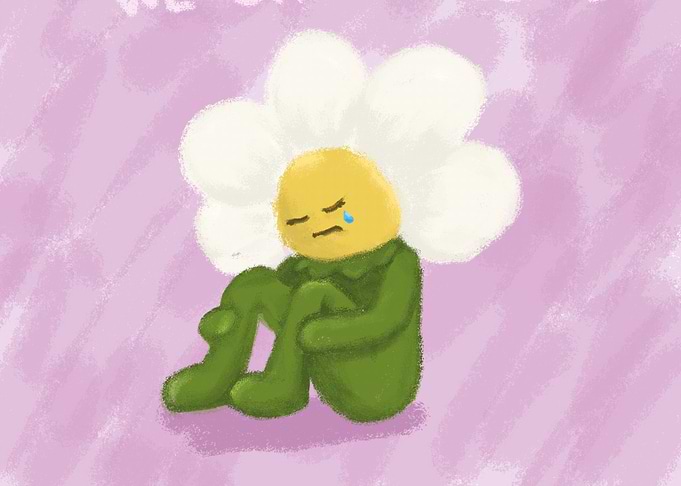 Sad Flower Character Illustration