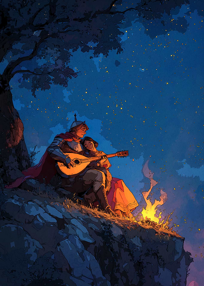 Knight and Lady Campfire