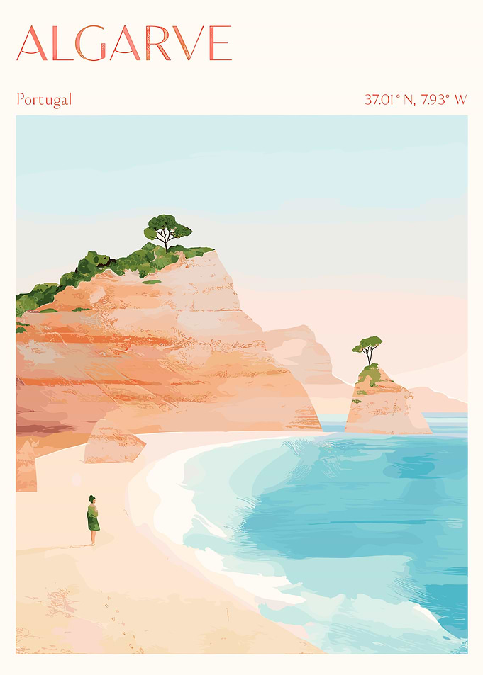 Algarve, Portugal Beach Landscape Art