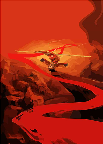 Monkey King on Fiery Mountain Path